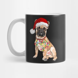 Bulldog Holiday Christmas Light - Funny Bulldog Lights Christmas in Santa Hat Holiday Santa Mug